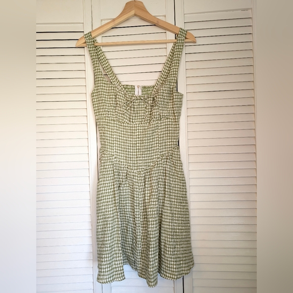 Reformation Daria Linen Mini Dress Avocado Green Gingham Check Size 4 - Picture 3 of 14
